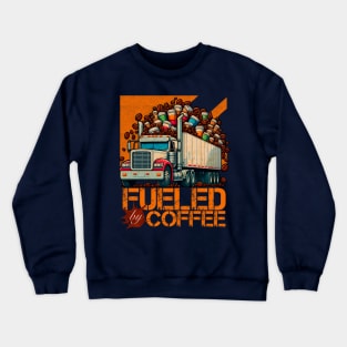 Vintage semi truck and coffee design Crewneck Sweatshirt